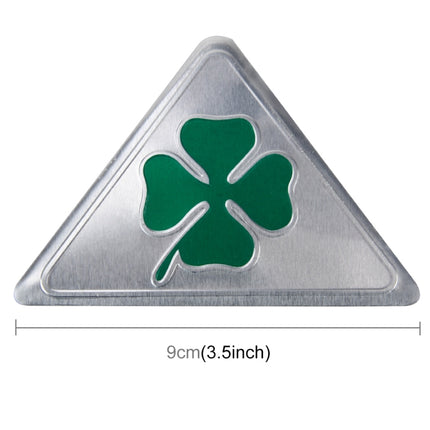 Four Leaf Clover Herb Luck Symbol Aluminum Slim Triangle Badge Emblem Labeling Sticker Styling Car Dashboard  Decoration, Four Leaf Clover 1
