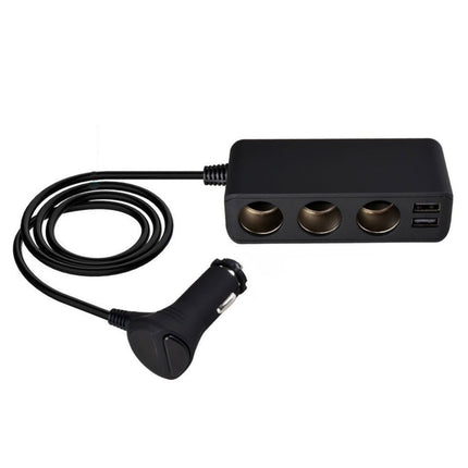 6.8A 80W Plastic Shell 3 Sockets in 1 Car Cigarette Lighter Car Charger Car Socket with 4 USB Ports and a Control Switch, 6.8A 4USB(Black)
