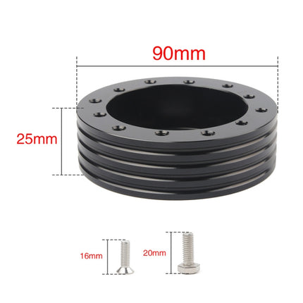 Car Hub for 6-Hole to 3-Hole Steering Wheel Adapter Boss Kit Steering Wheel Spacer Bolts, Adapter (Black)