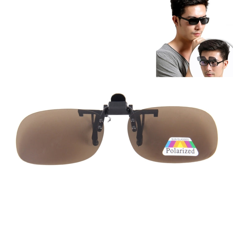 Polarized Clip-on Flip Up Plastic Clip Sunglasses Lenses Glasses Unbreakable Driving Fishing Outdoor Sport, Dark Green, Yellow, Brown