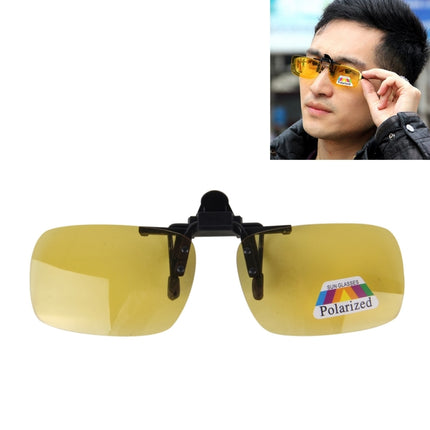 Polarized Clip-on Flip Up Plastic Clip Sunglasses Lenses Glasses Unbreakable Driving Fishing Outdoor Sport, Dark Green, Yellow, Brown
