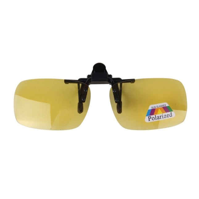 Polarized Clip-on Flip Up Plastic Clip Sunglasses Lenses Glasses Unbreakable Driving Fishing Outdoor Sport, Yellow, Brown, Dark Green