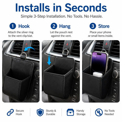 Car Air Vent Mobile Cellphone Pocket Bag Pouch Box Storage Organizer Carrying Case