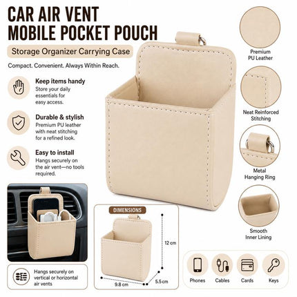 Car Air Vent Mobile Cellphone Pocket Bag Pouch Box Storage Organizer Carrying Case