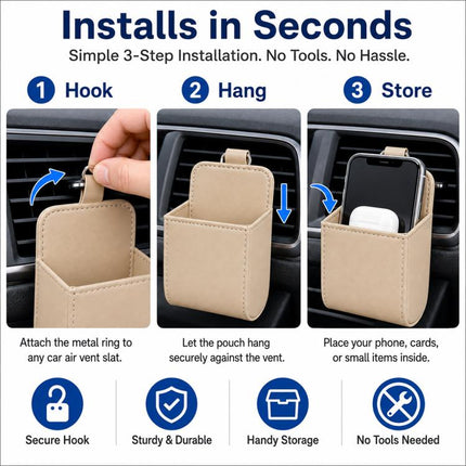 Car Air Vent Mobile Cellphone Pocket Bag Pouch Box Storage Organizer Carrying Case