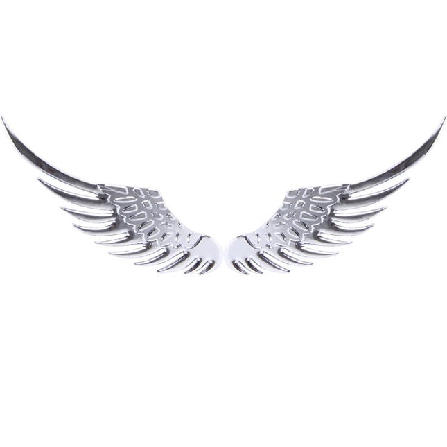 3D Angel Wing Metal Sticker Decal Auto Car Emblem Decal Decoration Color Silver