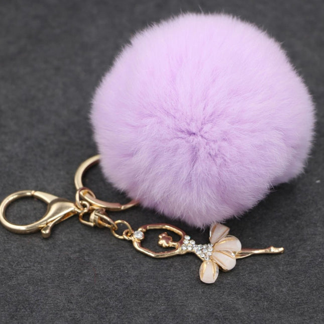 Ballet Golden Keychain Key Holder Key Chains Rings Holder Rex Rabbit Car Bag Pendant Fashion Bag Ornaments Pendant, Random Color Delivery