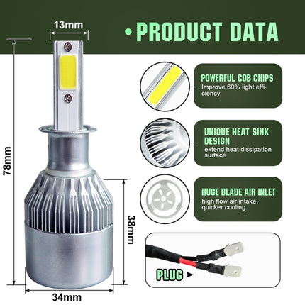 2pcs H3 18W 1800LM 6000K Waterproof IP68 Car Auto LED Headlight with 2 COB LED Lamps, DC 9-36V, H3