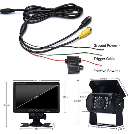 F0505 7 inch HD Car Dual Camera Rearview Mirror Monitor, with 2 x 10m Cable, Dual Camera