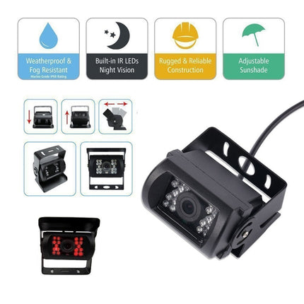 F0505 7 inch HD Car Dual Camera Rearview Mirror Monitor, with 2 x 10m Cable, Dual Camera