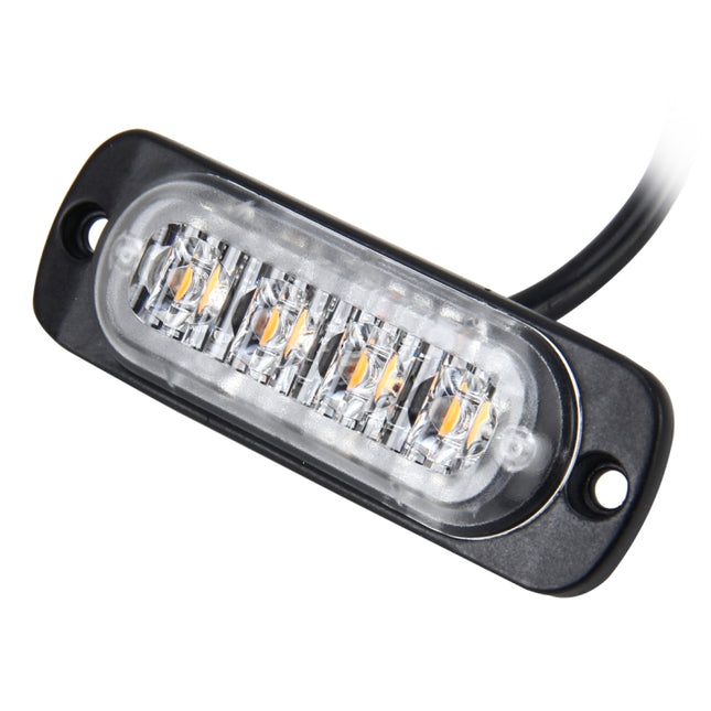 DC 12V-24V 2W 4LEDs SMD-2835 Lamps 17 Flash Patterns 3 Lines Car Flash Lamp Waterproof Car Truck Emergency Strobe Flash Warning Light, Cable Length: 90cm, 4LEDs