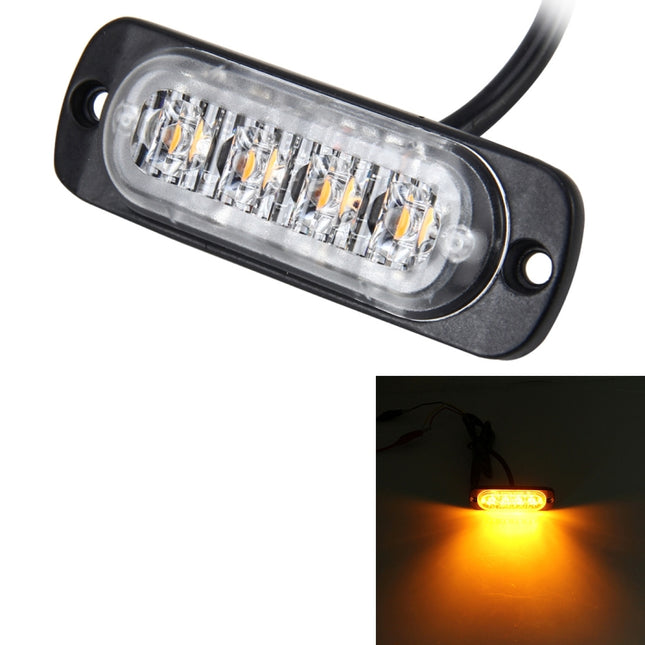 DC 12V-24V 2W 4LEDs SMD-2835 Lamps 17 Flash Patterns 3 Lines Car Flash Lamp Waterproof Car Truck Emergency Strobe Flash Warning Light, Cable Length: 90cm, 4LEDs
