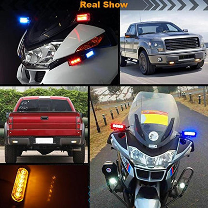 DC 12V-24V 2W 12LEDs SMD-2835 Lamps 17 Flash Patterns 3 Lines Car Flash Lamp Waterproof Car Truck Emergency Strobe Flash Warning Light, Cable Length: 90cm