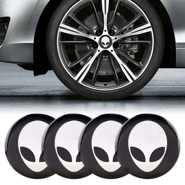 4 PCS Car-Styling Alien Pattern Metal Wheel Hub Decorative Sticker, Diameter: 5.8cm, Alien Pattern