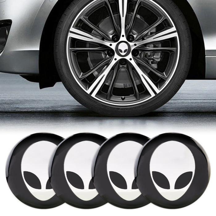 4 PCS Car-Styling Alien Pattern Metal Wheel Hub Decorative Sticker, Diameter: 5.8cm, Alien Pattern