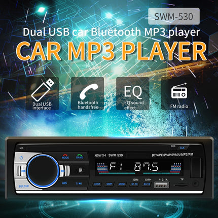 SWM-530 12V Universal Car Dual USB Charger Radio Receiver MP3 Player, Support FM & Bluetooth with Remote Control