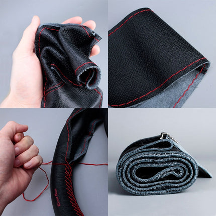 Car Universal Genuine Leather Hand-stitched Steering Wheel Cover