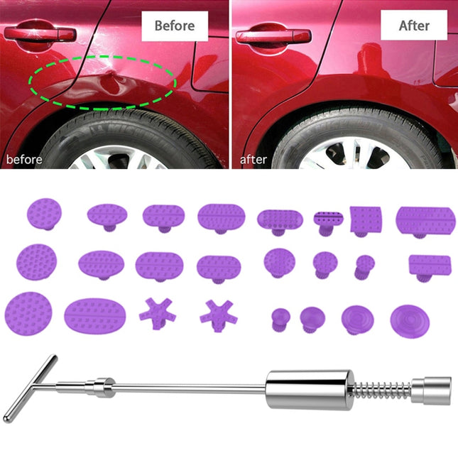 Auto Repair Body Tool Kit PDR Dent Paintless Repair Tools Dent Puller Slide Hammer Reverse Hammer Aluminum Suction Cups for Dent, Without Red T handle