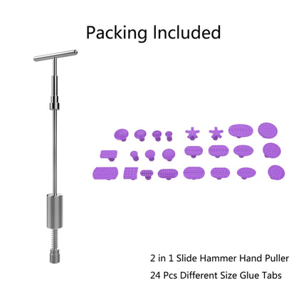 Auto Repair Body Tool Kit PDR Dent Paintless Repair Tools Dent Puller Slide Hammer Reverse Hammer Aluminum Suction Cups for Dent, Without Red T handle