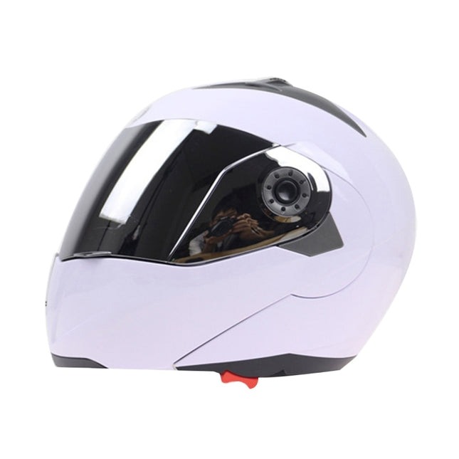 JIEKAI 105 Full Face Helmet Electromobile Motorcycle Double Lens Protective Helmet, Size: XL (White+Silver), Size: XL