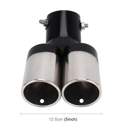 Universal Car Styling Stainless Steel Curved Double Outlets Exhaust Tail Muffler Tip Pipe