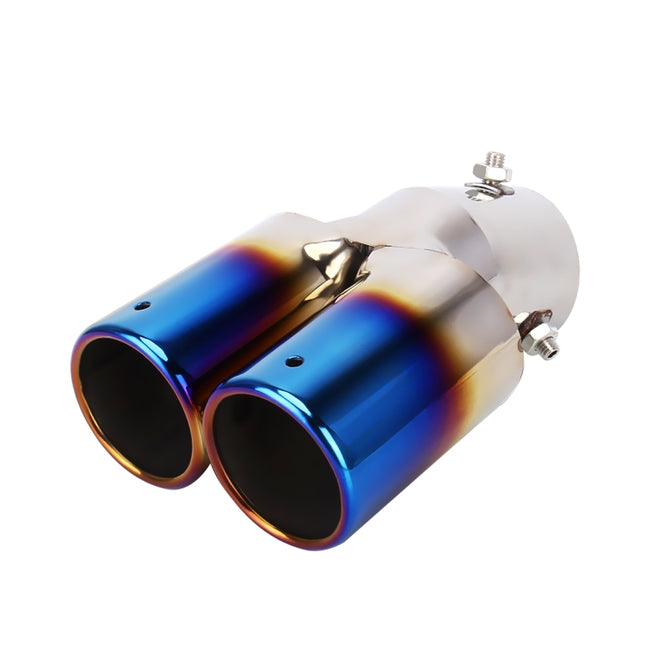 Universal Car Styling Stainless Steel Curved Double Outlets Exhaust Tail Muffler Tip Pipe, Curved Double