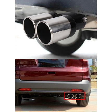 Universal Car Styling Stainless Steel Straight Double Outlets Exhaust Tail Muffler Tip Pipe