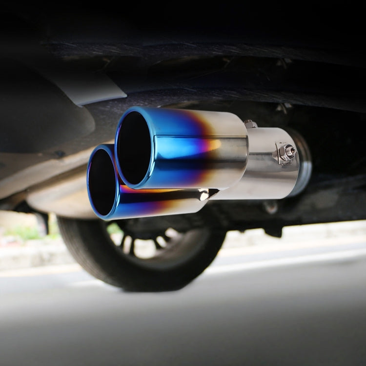 Universal Car Styling Stainless Steel Straight Double Outlets Exhaust Tail Muffler Tip Pipe