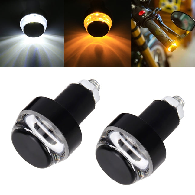 Pair Motorcycle Turn Signal Light Grip Bar Plug Strobe Side Marker End LED Handlebar Lamp