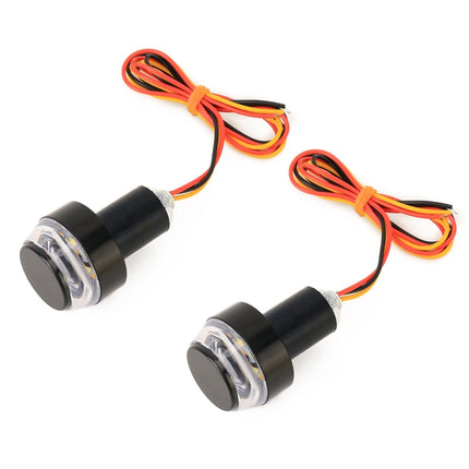 Pair Motorcycle Turn Signal Light Grip Bar Plug Strobe Side Marker End LED Handlebar Lamp