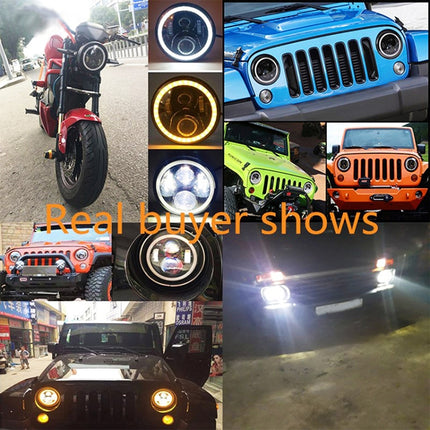 2 PCS 7 inch IP68 Waterproof 6500K 75W CREE LED Headlight Hi/Lo Beam Driving Lamp for Jeep Wrangler JK TJ LJ, 6500K 75W