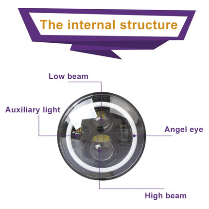 2 PCS 7 inch IP68 Waterproof 6500K 75W CREE LED Headlight Hi/Lo Beam Driving Lamp for Jeep Wrangler JK TJ LJ, 6500K 75W