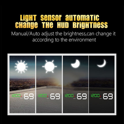 T900 Car GPS HUD Virtual HD Reflection Board Head-up Display, Speed & Driving Distance / Time Display, Over Speed & Voltage & Low Voltage Alarm, Fatigue Driving