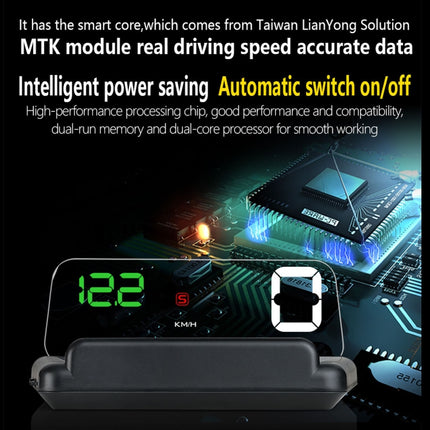 T900 Car GPS HUD Virtual HD Reflection Board Head-up Display, Speed & Driving Distance / Time Display, Over Speed & Voltage & Low Voltage Alarm, Fatigue Driving