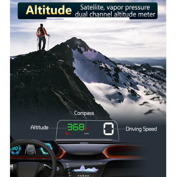 T900 Car GPS HUD Virtual HD Reflection Board Head-up Display, Speed & Driving Distance / Time Display, Over Speed & Voltage & Low Voltage Alarm, Fatigue Driving