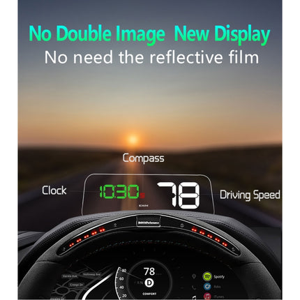 T900 Car GPS HUD Virtual HD Reflection Board Head-up Display, Speed & Driving Distance / Time Display, Over Speed & Voltage & Low Voltage Alarm, Fatigue Driving