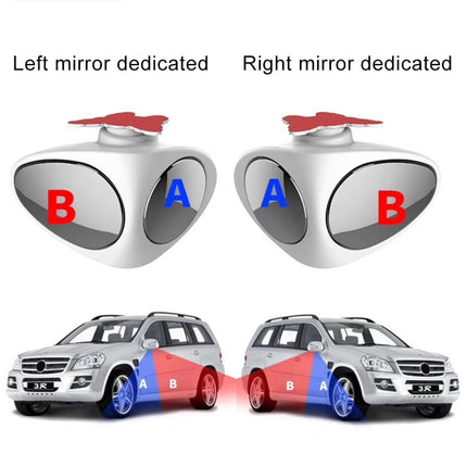3R-046 360 Degrees Rotatable Right Blind Spot Side Assistant Mirror for Auto Car, Right Black, Right White