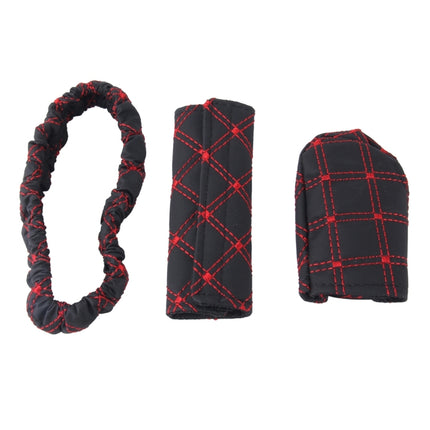 3 PCS Car Hand Brake Cover Shift Knob Gear Stick Cushion Sets Rear View Mirror Sets Cover Car Accessory Interior Decoration Pad