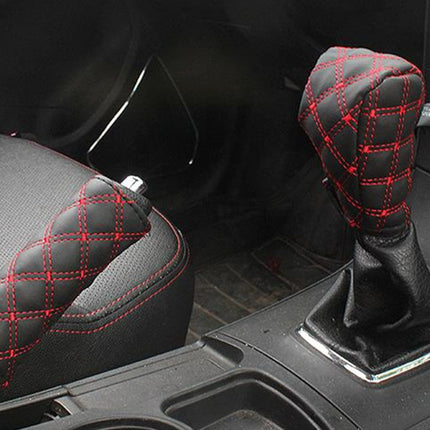 3 PCS Car Hand Brake Cover Shift Knob Gear Stick Cushion Sets Rear View Mirror Sets Cover Car Accessory Interior Decoration Pad