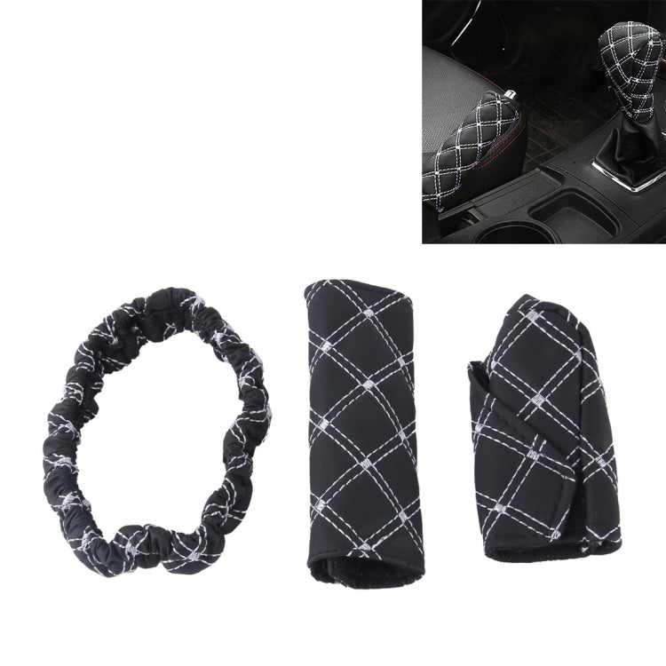 3 PCS Car Hand Brake Cover Shift Knob Gear Stick Cushion Sets Rear View Mirror Sets Cover Car Accessory Interior Decoration Pad