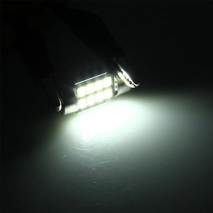 2 PCS 3W 200 LM 6000K 31MM 8 SMD-2835 LEDs Bicuspid Port Decoding Car Dome Lamp LED Reading Light, DC 12V