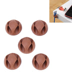 5 PCS Double Cable Clips(Brown) / Brown