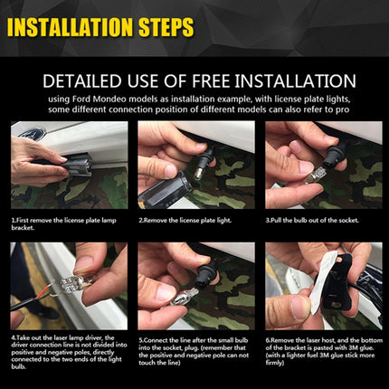 200mW Universal Car And Motorcycle Rear-end Alarm 650nM Laser Fog Anti-Collision Warning Lamp with Six Pattern, DC 8-36V Cable Length: 60cm