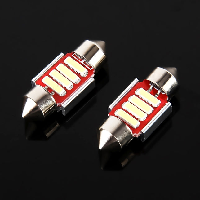 2 PCS 2W 100 LM 6000K 31MM 4 SMD-7020 LEDs Bicuspid Port Decoding Car Dome Lamp LED Reading Light, DC 12V