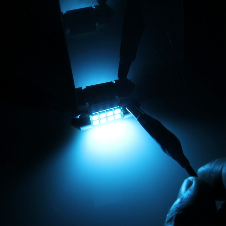 2 PCS DC 12V 2W 41MM 8 SMD-3528 LEDs Bicuspid Port Decoding Car Dome Lamp LED Reading Light