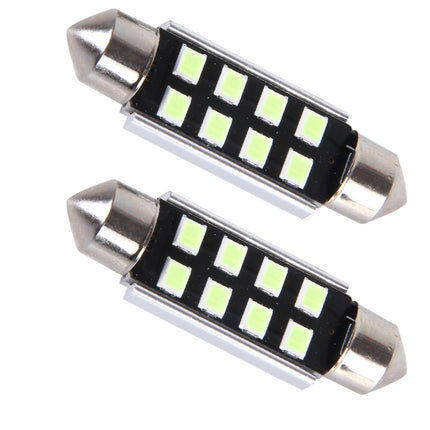 2 PCS DC 12V 2W 39MM 8 SMD-3528 LEDs Bicuspid Port Decoding Car Dome Lamp LED Reading Light