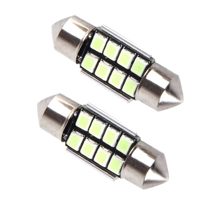 2 PCS DC 12V 2W 31MM 8 SMD-3528 LEDs Bicuspid Port Decoding Car Dome Lamp LED Reading Light