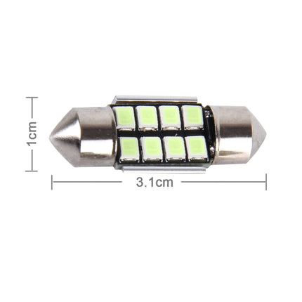 2 PCS DC 12V 2W 31MM 8 SMD-3528 LEDs Bicuspid Port Decoding Car Dome Lamp LED Reading Light