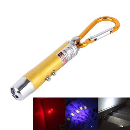 2pcs Outdoor Keychain Metal Shell Mini LED Flashlight Laser Light with Money Detecting