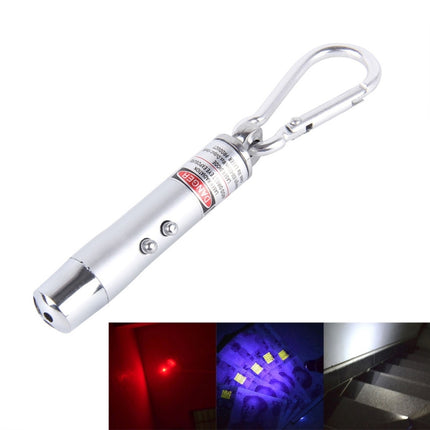 2pcs Outdoor Keychain Metal Shell Mini LED Flashlight Laser Light with Money Detecting